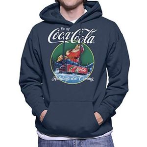 Coca Cola Holidays Are Coming Truck Sweatshirt met capuchon voor heren, Navy Blauw, XL