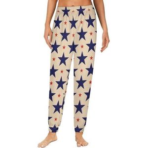 USA Stars Damespyjama, loungebroek, elastische tailleband, nachtkleding, broekje, print