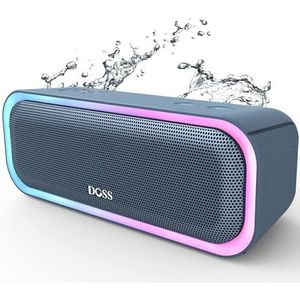 DOSS SoundBox Pro Bluetooth-luidspreker, 20 W, meerkleurige lampen, IPX6 waterdicht, 20 uur batterij, draadloze stereo-koppeling, box voor mobiele telefoon, buiten, strand