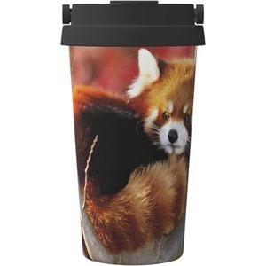 OdDdot Rode Panda Print Reizen Koffie Mok Geïsoleerde Koffie Cup Herbruikbare Koffie Cups Vacuüm Rvs