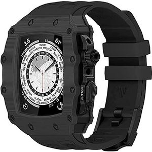 OFWAX Koolstofvezel Refit Horloge Case Cover Fluor Rubber Horlogeband, Voor Apple Watch Ultra 8 7 6 5 4 SE 44mm 45mm Modificatie Kit Frame Bezel Cover, For 8/7 45mm, agaat