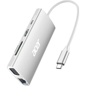 Acer USB C-hub met 4k @30Hz HDMI, 9-in-1 USB C naar Ethernet-adapter, 5 Gbps USB-A 3.1 dockingstation, PD 100 W opladen, SD-kaartlezer, USB naar VGA-splitter voor MacBook, Acer, Laptops, Surface