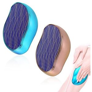2 stuks geüpgraded Design Nano Hair Remover, Crystal Nano Glass Hair Epilator, pijnloos ontharing Tool, herbruikbare milieuvriendelijke haar gum voor armen, benen en rug (blauw, goud).