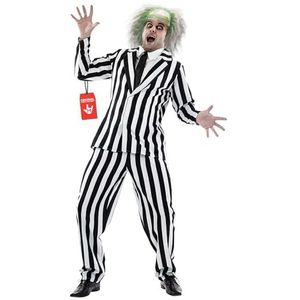 Fun Shack Gestreept herenpak volwassenen horrorfilm personage kostuum, zwart-wit pak, M