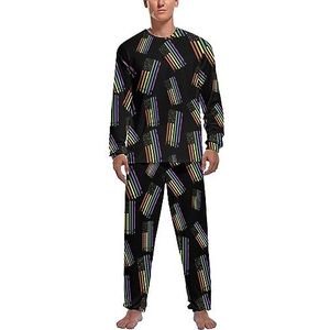 Regenboog Amerikaanse Gay Pride vlag zachte heren pyjama set comfortabele lange mouwen loungewear top en broek geschenken S