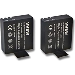 vhbw 2 x accu compatibel met Rollei Actioncam 220, 310, 330, 372, 415, 416, 425, 426, 510, 525, 540, 610, 625 videocamera (900mAh, 3,7V, Li-Ion)