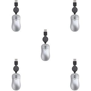 Mealoodiousmusea 5 set 2.4G Computer Ultra-lichtgewicht Muis Mooie Bedrade Intrekbare Ergonomische Ontwerp Schaalbare Gaming Muizen voor Notebook Kids Zilver