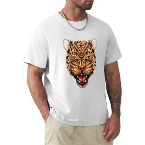 Mannen T-shirt Dier Luipaard Korte Mouwen T-shirt Ronde Hals T-Shirt voor Mannen, Dierlijke Luipaard 1, XL