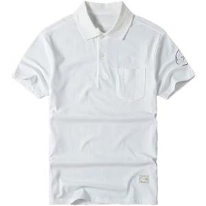 Dvbfufv Heren zomer vintage casual poloshirt heren eenvoudig shirt korte mouwen heren jeugd T-shirt, Wit, L