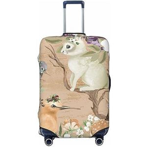 OPSREY Bagage Cover Elastische Koffer Cover Gepersonaliseerde Dubbelzijdige Herten Vogels Met Bloemen Print Bagage Cover Protector Voor 18-32 Inches, Zwart, S