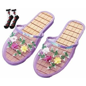 Chinese Mesh Slippers for Vrouwen Bloemen Kralen Comfortabele Ademende Mesh Chinese Sandaal Slippers (Color : D, Size : 37 EU)