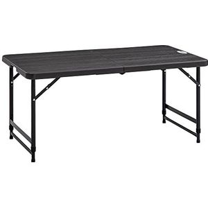 Tuintafel Outsunny, in hoogte verstelbare klaptafel, terrastafel voor 4 personen, buffettafel met stalen frame, 118 x 60 x 74 cm, donkergrijs