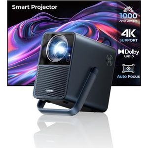 ULTIMEA 2025 4K Beamer voor Thuisbioscoop, Smart Beamer voor Telefoon, Outdoor, Bluetooth, Wi-Fi, 6D Keystone-correctie, Android TV, Netflix, Projector 1000 ANSI Lumen, Dolby Audio, Poseidon E40