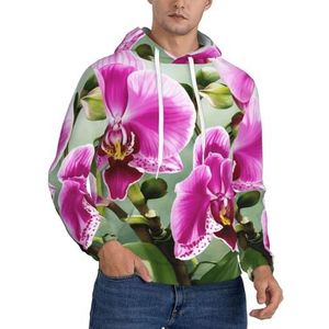 Jkkghll Orchidee Print Mannen Hooded Warme Lichtgewicht Trui Voor Winter Herfst En Lente Casual Wear, Zwart, XS