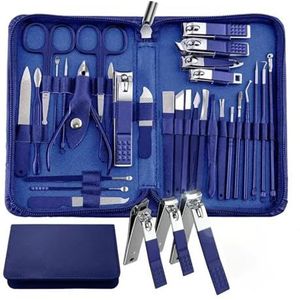 Manicureset, nagelknipperset, 30-in-1 manicure-pedicure nagelknipperset, veelkleurig(Blue)