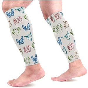 EZIOLY Puppy Dogs Sport Kalf Compressie Mouwen Been Compressie Sokken Kalf Guard voor Hardlopen, Wielrennen, Moederschap, Reizen, Verpleegkundigen