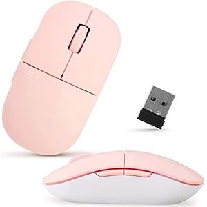 i-Rocks M23R 2.4G draadloze stille slanke muis, optische muizen met USB nano-ontvanger, instelbare dpi-niveaus voor pc, notebook, computer, laptop, desktop, ergonomisch ontwerp (roze)