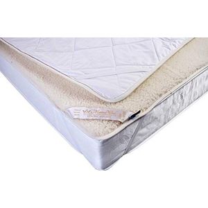 Omkeerbare Matras Topper Luxe & Warm & Omkeerbare 100% Merino Wol Cot Matras Topper Onder Deken, Het hele seizoen onder Laken Matras Protector Wieg onder Deken. Voor baby, baby, peuter, kind. Natuurlijk absorbeert vocht. Afmeting velbed: 60x120cm