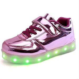 Kerst Schoenen LED-schoenen for kind USB Het opladen van lichtschoenen for jongens Girls Glowing Christmas Sneakers Kerst Elf Schoenen (Color : Shining Pink, Size : 11.5)