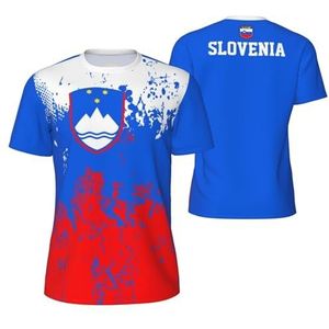 Sport T-Shirt Vintage Slovenië Vlag Graan Tees 3D Gedrukt voor Fitness Running Voetbal, Meerkleurig, 3XL
