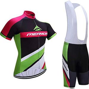 TOPVTT Heren Mountainbike Kleding Korte Mouw Wielertrui en Bib Shorts Ademend Fiets Kleding Set voor MTB Racefiets