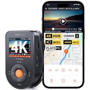VANTRUE S1 Pro Max 4K Starvis 2 Dashcam voor de auto, 5G wifi, PlatePix AI Dash Cam GPS 155° HDR-buffer parkeerbewaking, LTE optioneel, intelligente ADAS, spraakopdracht, privacymodi, 1 TB Max