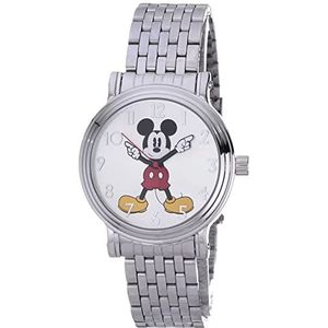 Disney Mickey Mouse volwassen vintage scharnierende handen analoog quartz horloge, Zilver, Zilver, Quartz Horloge