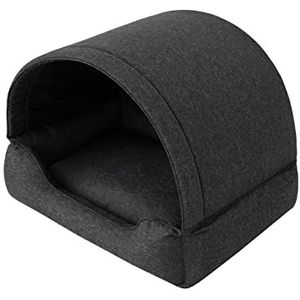 PillowPrim Hondenbed, stoffen hondenhuis, kattenmand, hondenhok, hondenmand, hondenbed, slaapplaats, meubels voor dieren, hondenbank, zwart, L: 60x47 cm