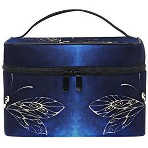Vrouwen blauwe libelle cosmetische tas organizer rits make-up tassen zakje toilettas
