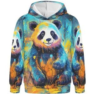 KAAVIYO Aquarel Art Panda hoodies atletische sweatshirts met capuchon 3D-print schattig voor meisjes en jongens, Patroon, S