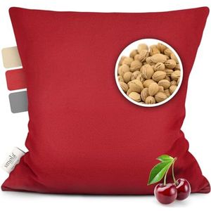 smøla Kersenpitkussen voor magnetron, weldadig korrelkussen voor kinderen, warmtekussen en koudekussen, natuurlijke warmwaterkruik, korrelkussen, wijnrood