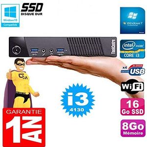 Lenovo Ultra Mini PC M73 USFF Tiny Core I3-4130 8 GB harde schijf 16 GB SSD WiFi W7 (gereviseerd)