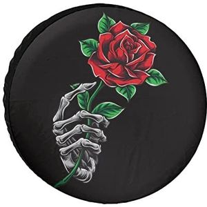 Skelet Hand Holding Rose Grappige Reserveband Cover Wiel Beschermers Gedrukt Gift Voor Camping RV SUV Truck Trailer