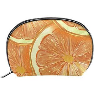 Vrouwen Make-up Pouch Meisje Cosmetische Tas Oranje Coin Purse Reistassen voor Toiletartikelen met Rits, Kleur1, 19x5.5x13cm/7.5x2.2x5in, Make-up Pouch