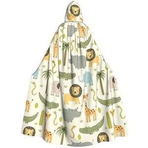 OPSREY Safari Dieren Gedrukt Volwassen Hooded Poncho Mantel Gewaad Party Decoratie Poncho