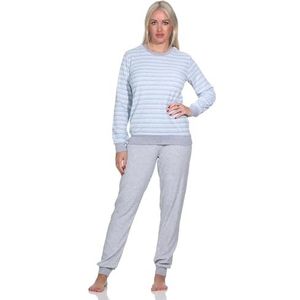 Normann Prachtige badstof pyjama met lange mouwen voor dames, met manchetten, lichtblauw, 40/42