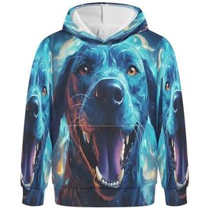 KAAVIYO Leuke blauwe sterrenhond hoodies sweatshirts sport hoodies met capuchon grappige 3D-print voor meisjes jongens, Patroon., L