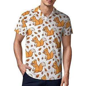 Leuke eekhoorn en noten heren golf poloshirt zomer korte mouw T-shirt casual sneldrogende T-shirts 5XL