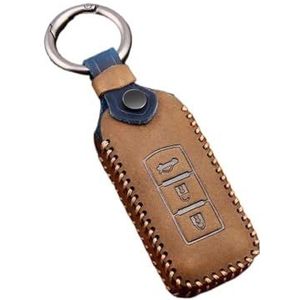 Sleutelbehuizing Voor Mitsubishi Voor Mirage Voor Xpander Auto Sleutelgeval Shell Cover Houder Afstandsbediening Sleutelhanger Montero Pajero Outlander Sport Lancer Autosleutelhoesje(3 Buttons Brown)
