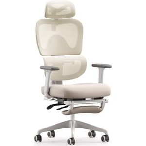MUSSO E600SE Ergonomische bureaustoel, 3-traps verstelbare lendenwervelkolom, 3D-verstelbare armleuning en hoofdsteun met voetensteun, op maat gemaakt voor vrouwen, bescherming van de wervelkolom,