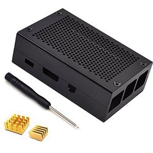 ZkeeShop Beschermhoes Aluminium behuizing met Heatsink Compatibel voor Raspberry Pi 3 Model B RPi 2 (niet inbegrepen Raspberry Pi Board) (zwart)