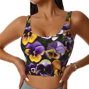 SABFWF Viooltje Perfection Print Yoga BH's, High Impact Support, Longline Design, voor Fitness, Hardlopen en meer, Zwart, S