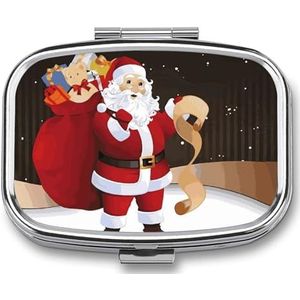Merry Christmas Pillendoos Pil Case Leuke Pil Organizer Pil Houder Geneeskunde Pil Organizer Pil Container Dagelijkse Pil Organizer Kleine Pillendoos Pil Case voor Portemonnee Pocket