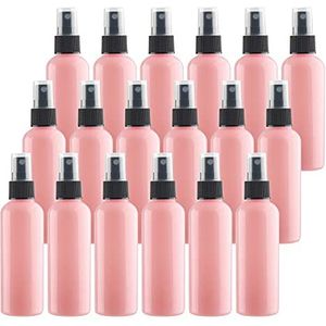 TIANZD 24 stuks lege 100 ml roze PET kunststof fijne nevelpomp spuitflessen met zwarte top draagbare sproeier voor parfum water cosmetische reiscontainers navulbaar, 2x trechter