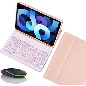 Toetsenbordhoes voor Samsung Galaxy Tab S10 Plus 12.4'' 2024/S9FE Plus 12.4'' 2023/S9 Plus 12.4'' 2023, Afneembaar Draadloos Toetsenbord Met Achtergrondverlichting en Bluetooth-muis,Roze