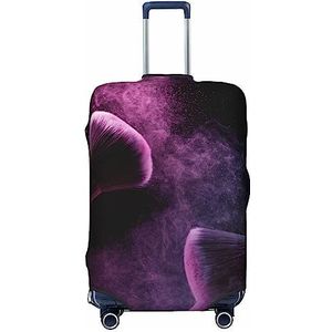TOMPPY Paarse borstel bedrukte bagage cover elastische wasbare koffer cover anti-kras koffer beschermer fit 18-32 inch bagage, Zwart, L