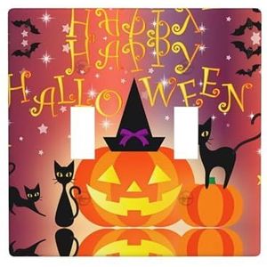 ZhaoYuGoods Happy Halloween Day Print Muurplaat, Dubbele Toggle Lichtschakelaar Outlet Cover 2-Gang 11,4 cm x 11,4 cm, PC Decoratieve Voorplaat voor Thuis & Kantoor