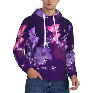 Jkkghll Vlinderprint Mannen Hooded Warme Lichtgewicht Trui Voor Winter Herfst En Lente Casual Wear, Zwart, XS