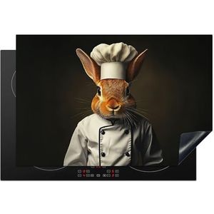 KitchenYeah© Inductie Beschermer 77x51 cm Keuken Decoratie Kookplaat Beschermer voor Inductiekookplaat Afdekplaat Anti Slip Mat - Konijn - Kok - Dier