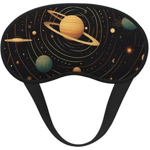 Slaapoogmasker voor dames en heren, zacht, comfortabel slaapmasker, verduisterend, slaapoogbedekking voor reizen, yoga, dutje, werk, retro, astronomisch patroon